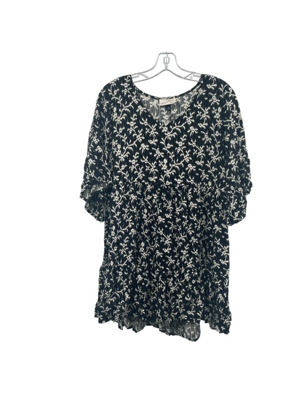 Universal Thread Pullover Mini Dress 3/4 Sleeve Black/White Print Size Small